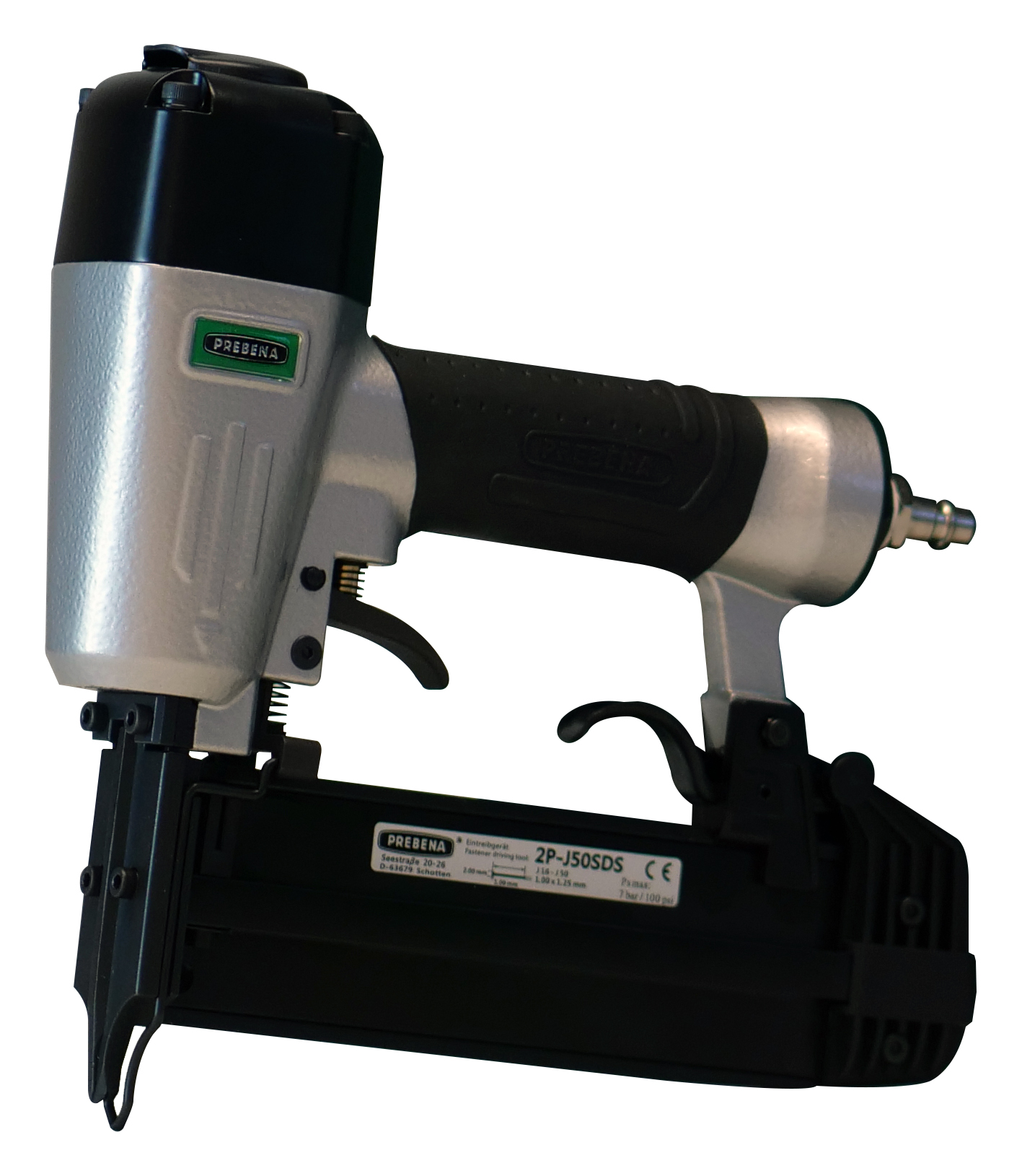 2P-J50SDS-SE Druckluftnagler für 16-50mm und PROFI-J-BOX in der baustellengerechten metaBOX