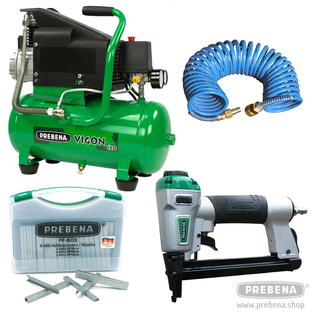 DNPF16 Druckluftnagler für 6-16mm + PF-BOX + VIGON 120 + Spiralschlauch