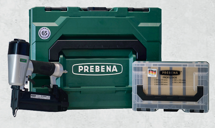 2P-J50SDS-SE Druckluftnagler für 16-50mm und PROFI-J-BOX in der baustellengerechten metaBOX