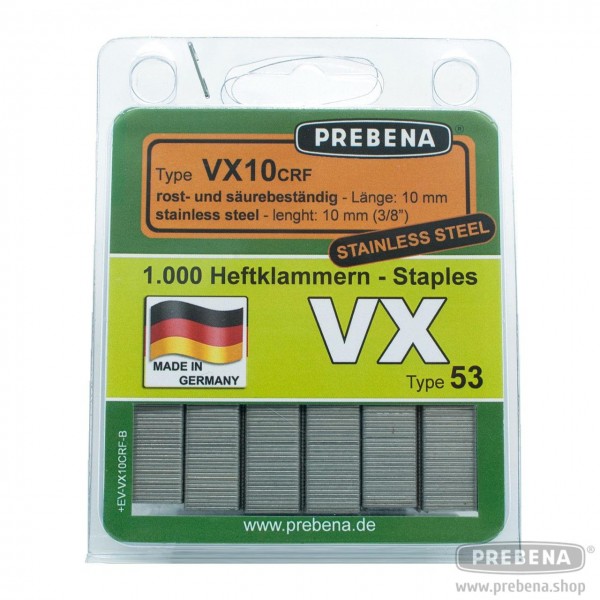 VX10CRF-B Heftklammern im Blister rostfrei 10mm Länge