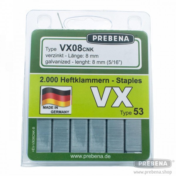 VX08CNK-B Heftklammern im Blister verzinkt 8mm Länge