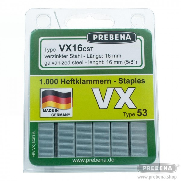 VX16CST-B Heftklammern im Blister verzinkt Stahlqualität 16mm Länge