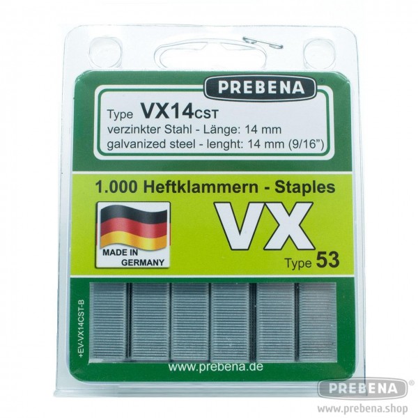 VX14CST-B Heftklammern im Blister verzinkt Stahlqualität 14mm Länge